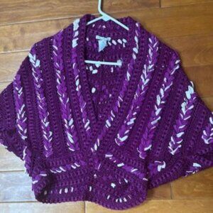 Oscar de la Renta Purple Silk Crochet Shrug